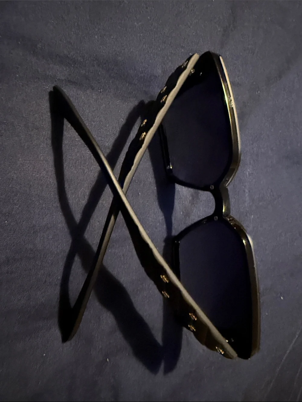 CHANEL Black Quilted Sunglasses with Gold CC Accents